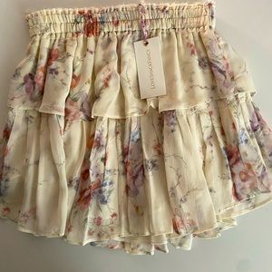 LoveShackFancy Ruffle Silk Mini Skirt